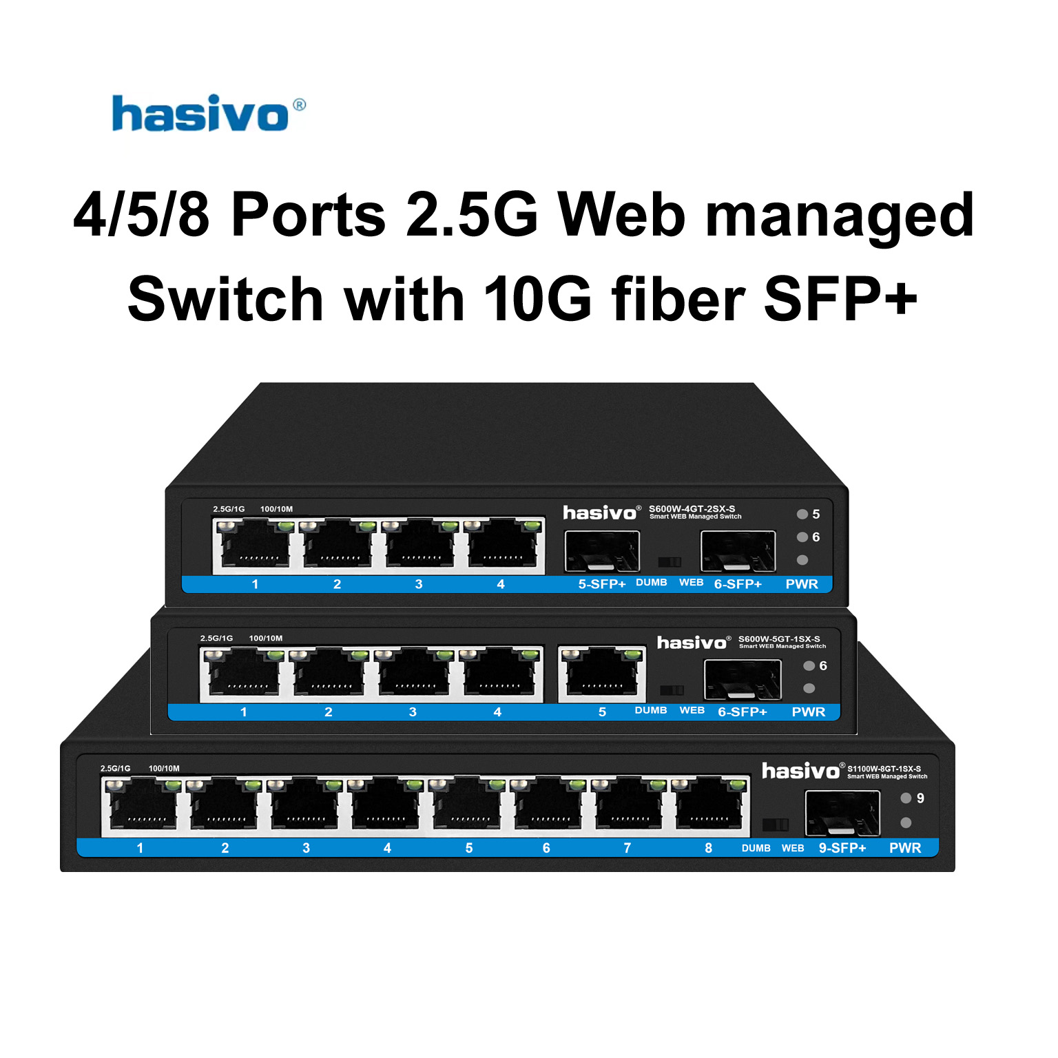 Sfp+ 10G Managed Switch 8 Port - Hasivo 2.5G Network Switch 4/5/8 Ports