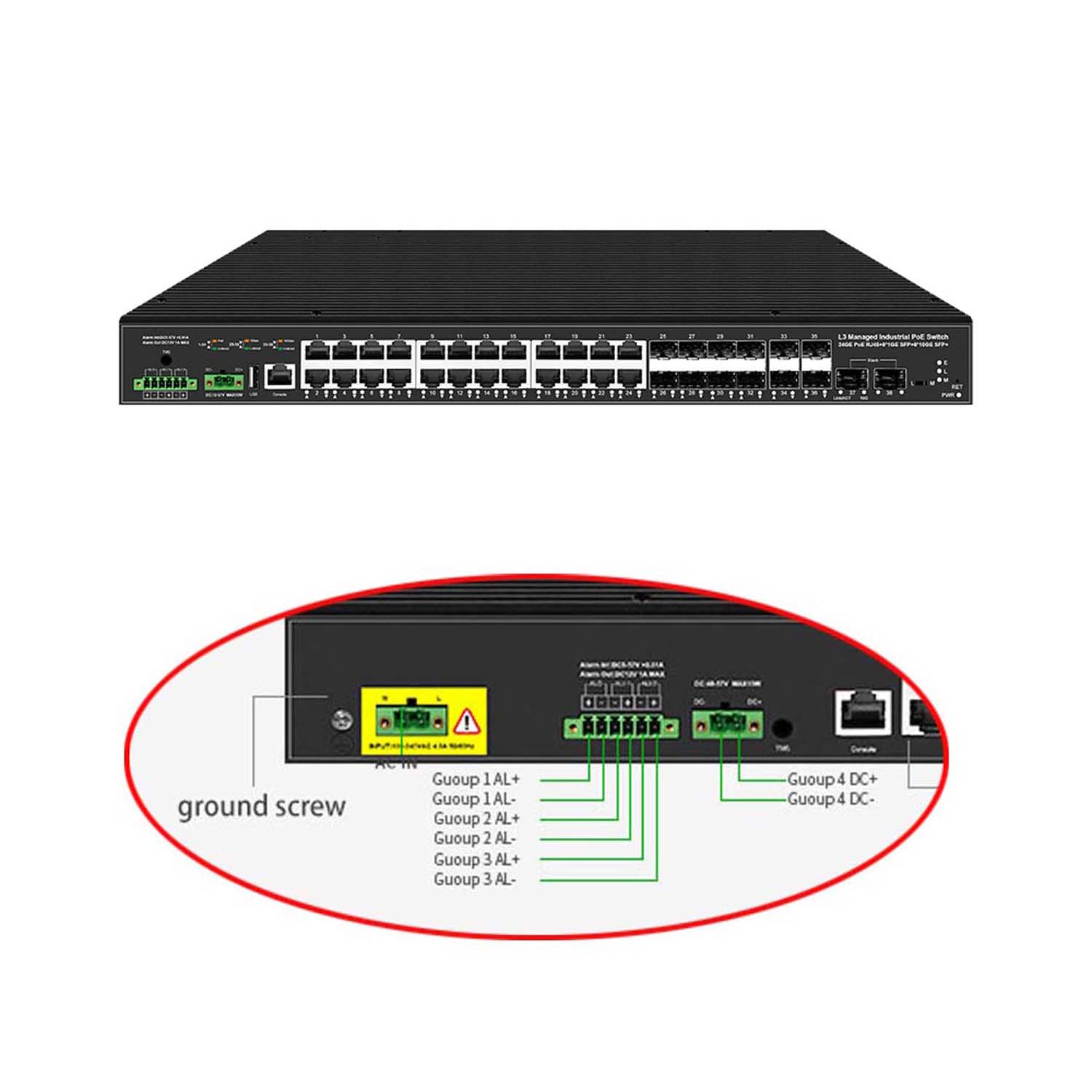 Sfp+ 10G Managed Switch 8 Port - 10G uplink 38 ports industrial L3