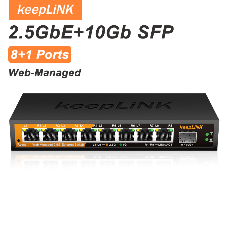 Sfp+ 10G Managed Switch 8 Port - KeepLiNK KP-9000-9XHML-X 2.5Gb Managed Switch with