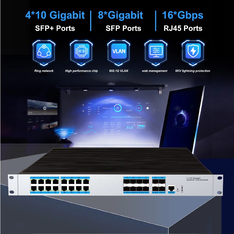 16-RJ45 Port Industrial Manage - Sfp+ 10G Managed Switch 8 Port recension och pris