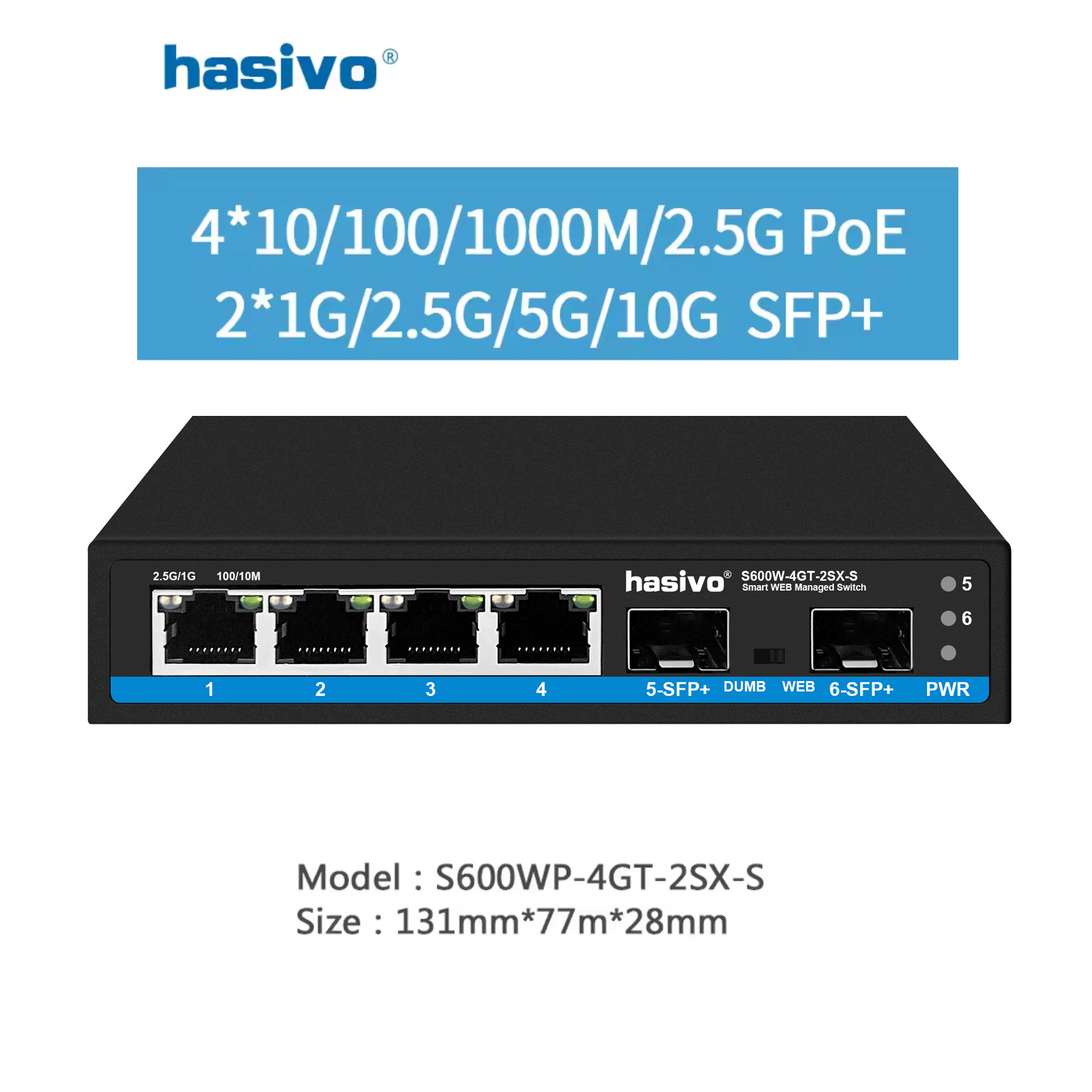 Hasivo 2.5G Network Switch 4/5 - Sfp+ 10G Managed Switch 8 Port recension och pris