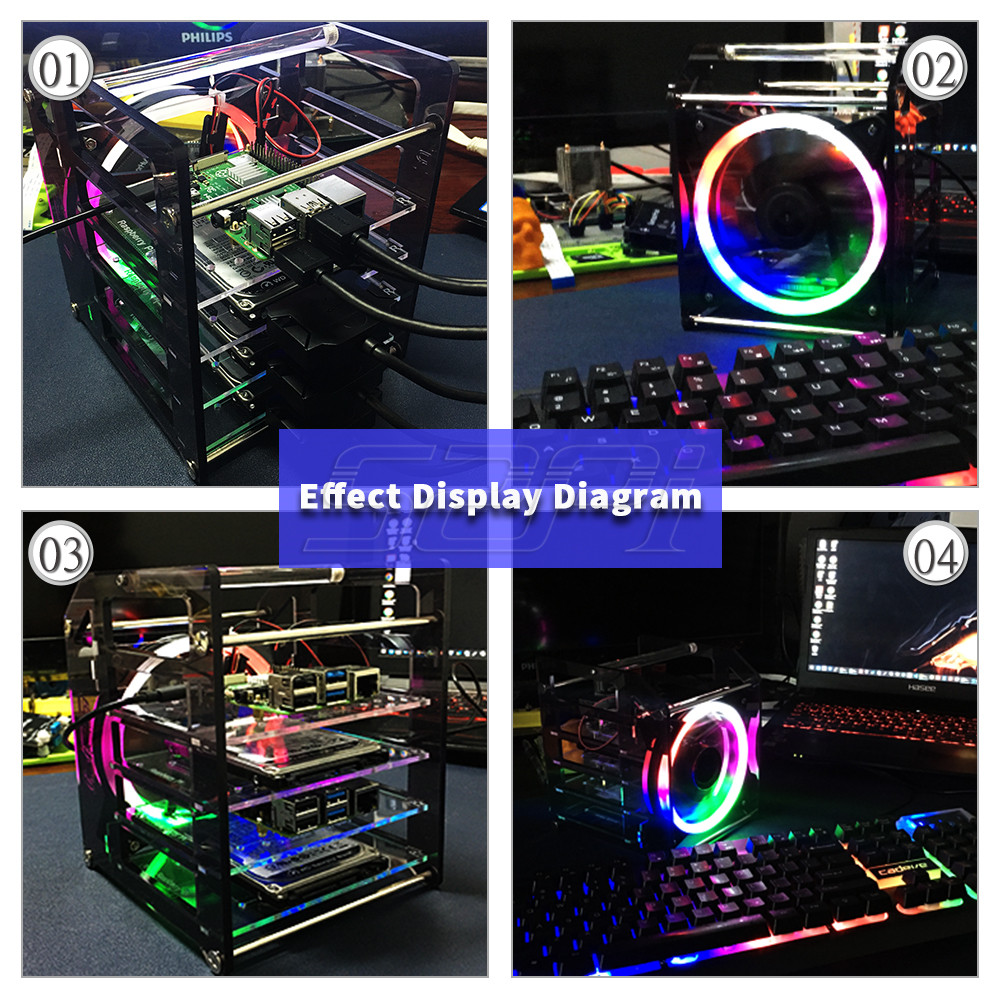 52Pi Rack Tower 4 Layer Acryli - Deskpi Super6C recension och pris