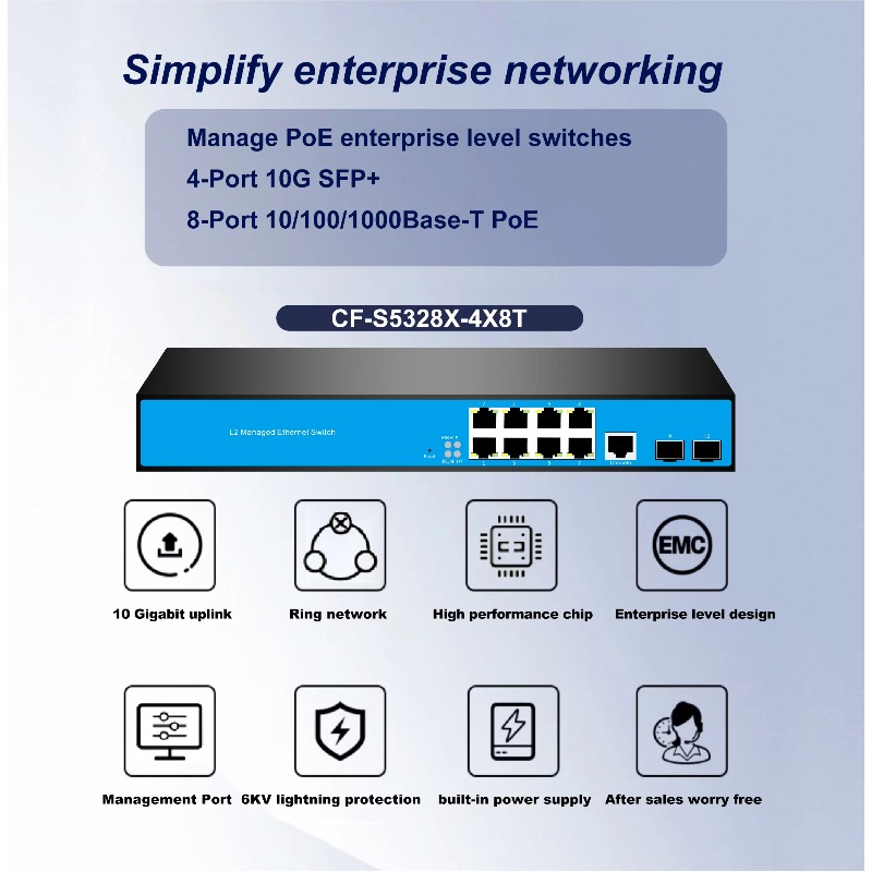 12-Port 8/PoE 4/10G SFP L3 Man - Sfp+ 10G Managed Switch 8 Port recension och pris